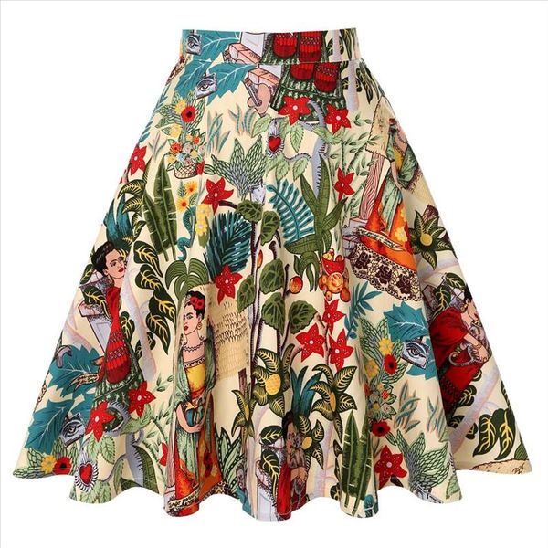 summer skirts womens plus size vintage big swing floral skirt 2021 ladies school cotton jupe femme high waist skirt, Black 
summer skirts womens plus size vintage big swing floral skirt 2021 ladies school cotton jupe femme high waist skirt, Black