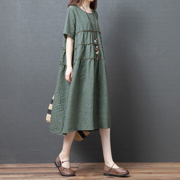 2020 summer new literary style loose large women's dressforeign style leisure medium dress length short sleeve dress ru3x4, Black;gray
2020 summer new literary style loose large women's dressforeign style leisure medium dress length short sleeve dress ru3x4, Black;gray