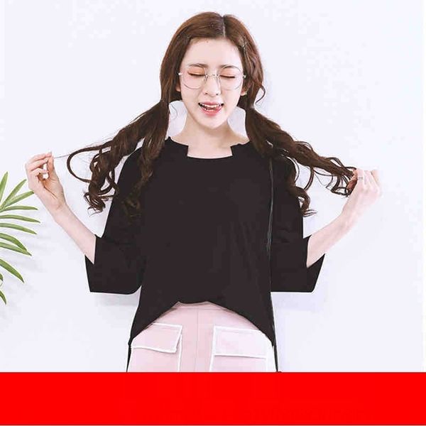 quality women's wear korean solid color loose show thin front short t-shirt long student 7-sleeve t-shirt women s9fgq, White
quality women's wear korean solid color loose show thin front short t-shirt long student 7-sleeve t-shirt women s9fgq, White