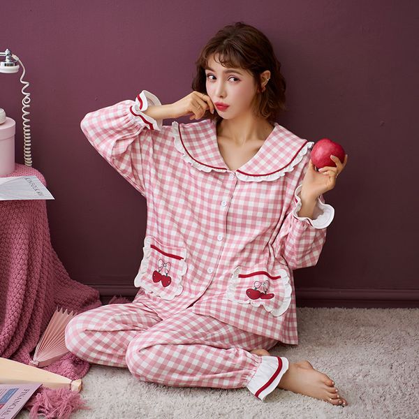 2021 new autumn spring cotton pajamas set for woman plus size plaid pyjamas turn down collar sweet feminine 4ulq, White
2021 new autumn spring cotton pajamas set for woman plus size plaid pyjamas turn down collar sweet feminine 4ulq, White
