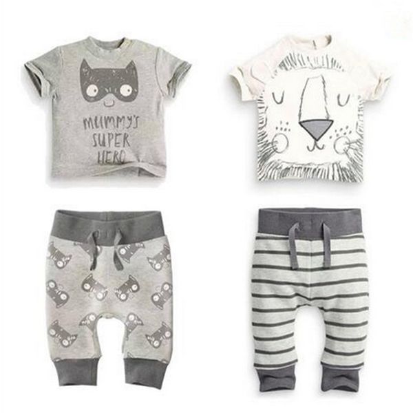 retail 2020 new baby boy clothes set 2pcs cartoon lion and cat t-shirt with short sleevess+pants baby summer clothes y1105, White
retail 2020 new baby boy clothes set 2pcs cartoon lion and cat t-shirt with short sleevess+pants baby summer clothes y1105, White