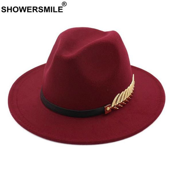 showersmile burgundy women fedora hat winter female wool felt hat leaf large brim british style retro jazz cap accessories c0123, Blue;gray
showersmile burgundy women fedora hat winter female wool felt hat leaf large brim british style retro jazz cap accessories c0123, Blue;gray