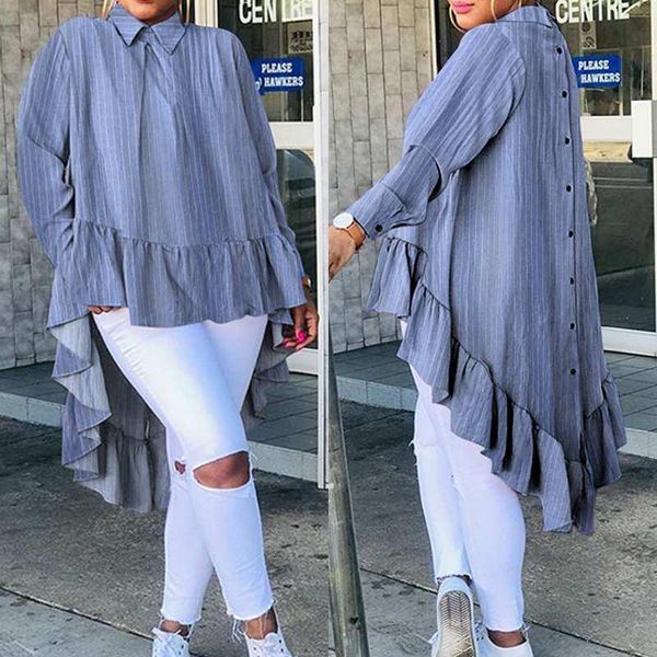 women elegant ruffles hem irregular celmia women fashion striped print lapel shirt back buttons long sleeve blouse casual 7, White
women elegant ruffles hem irregular celmia women fashion striped print lapel shirt back buttons long sleeve blouse casual 7, White