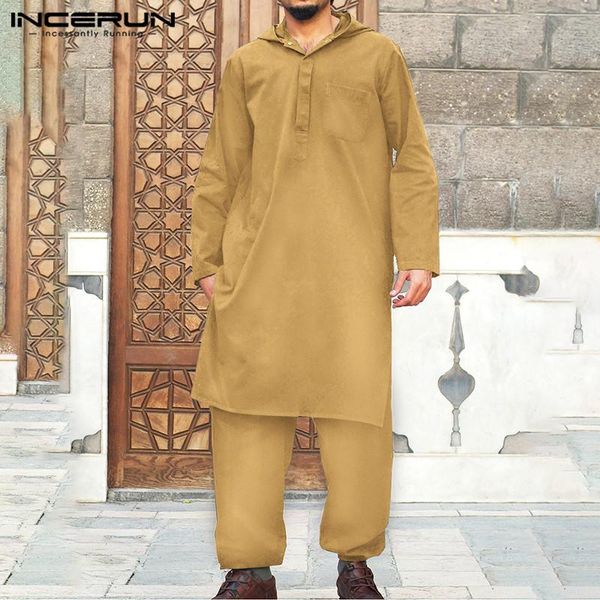men muslim sets long sleeve hooded kaftan drawstring pants 2 pieces solid color middle east islamic arab men suits 5xl incerun 7, Red
men muslim sets long sleeve hooded kaftan drawstring pants 2 pieces solid color middle east islamic arab men suits 5xl incerun 7, Red