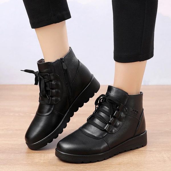 women 2020 snow boots vintage genuine leather natural wool fur winter warm ankle boots for women flat mother shoes plus size 41, Black
women 2020 snow boots vintage genuine leather natural wool fur winter warm ankle boots for women flat mother shoes plus size 41, Black