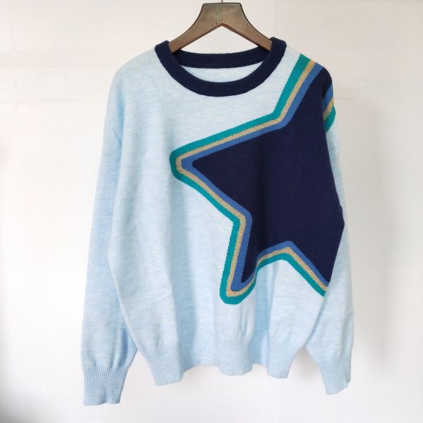 women's sweater designer long sleeve new gold thread five pointed star round neck long sleeve simple knitting for women, White;black
women's sweater designer long sleeve new gold thread five pointed star round neck long sleeve simple knitting for women, White;black