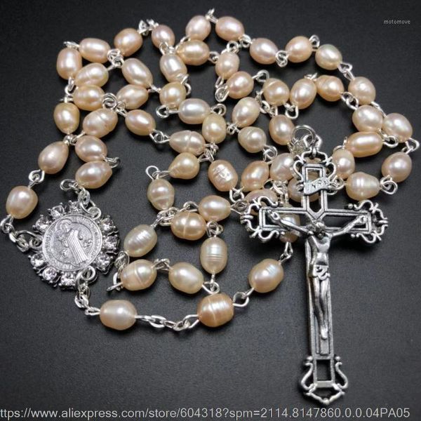 chains cute rhinestone benedict rosary center connected religious freshwater pearl with hollow jesus cross pendant1, Silver
chains cute rhinestone benedict rosary center connected religious freshwater pearl with hollow jesus cross pendant1, Silver