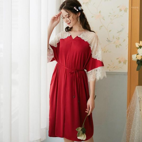 new ice silk nightdress women for women sleepwear lace nightgowns spring summer robe kimono nightgowns silk1, Black;red
new ice silk nightdress women for women sleepwear lace nightgowns spring summer robe kimono nightgowns silk1, Black;red