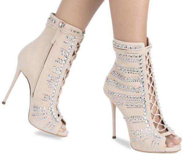 boots 2021 est beige suede leather women lace up peep toe ankle luxury crystal cover ladies high heel stiletto, Black
boots 2021 est beige suede leather women lace up peep toe ankle luxury crystal cover ladies high heel stiletto, Black