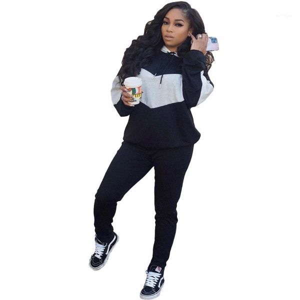 european american fashion two piece suit urban casual women's pants suit solid color stitching hooded sweater and sweater1, Gray
european american fashion two piece suit urban casual women's pants suit solid color stitching hooded sweater and sweater1, Gray