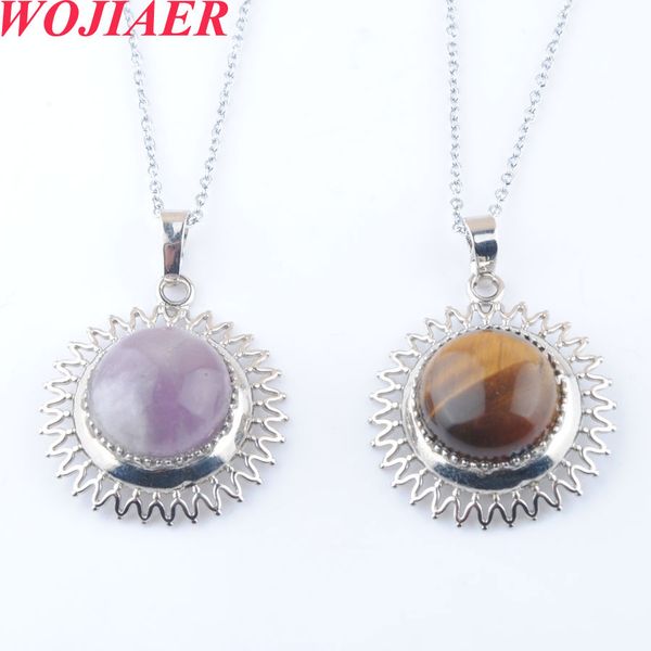 wojiaer sun flower natural gem stone alloy drop pendant necklace semi round purple crystal quartz jewelry girl bo922, Silver
wojiaer sun flower natural gem stone alloy drop pendant necklace semi round purple crystal quartz jewelry girl bo922, Silver