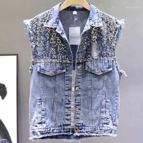 women's vests light blue vest women sequin turn down collar denim bf spring summer jeans student loose1, Black;white
women's vests light blue vest women sequin turn down collar denim bf spring summer jeans student loose1, Black;white
