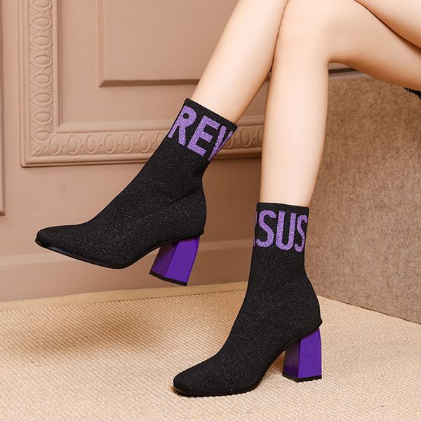 2020 ankle purple knit winter color short high heels women's stockings party boots size 42 5ine, Black
2020 ankle purple knit winter color short high heels women's stockings party boots size 42 5ine, Black