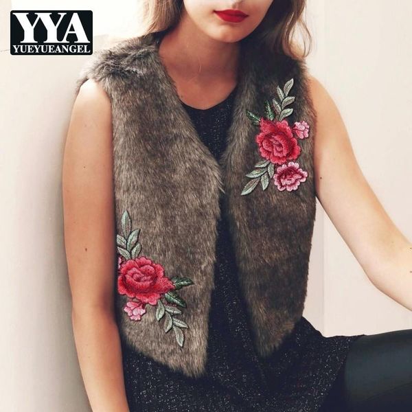 women's fur & faux 2021 woman short coats fashion floral embroidery hairy vest slim fit sleeveless outwear waistcoat, Black
women's fur & faux 2021 woman short coats fashion floral embroidery hairy vest slim fit sleeveless outwear waistcoat, Black