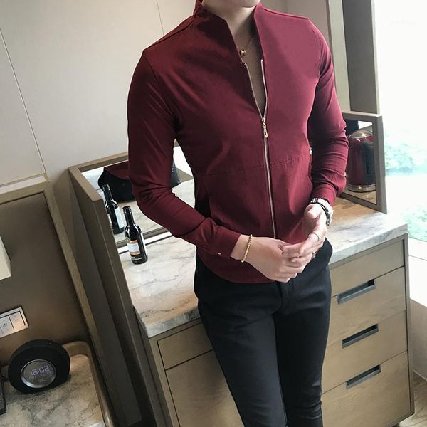 2017 mandarin collar shirts red club outfit mens blusas masculinas camisa social slim fit stand collar mens zipper shirts1, White;black
2017 mandarin collar shirts red club outfit mens blusas masculinas camisa social slim fit stand collar mens zipper shirts1, White;black