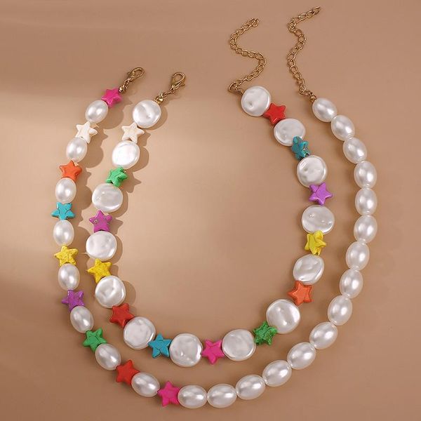 chokers 2pcs/set resin stars simulated pearl beaded multi-layer necklace sell bohemian choker women beach jewelry 2021, Golden;silver
chokers 2pcs/set resin stars simulated pearl beaded multi-layer necklace sell bohemian choker women beach jewelry 2021, Golden;silver
