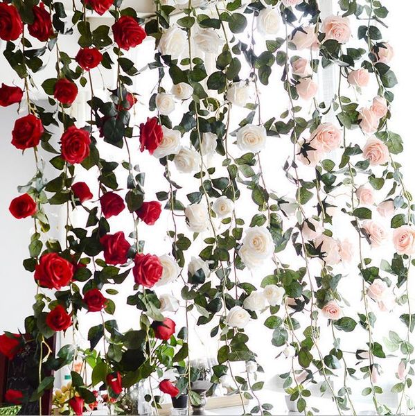 180cm h-q fake silk roses ivy vine artificial flowers with green leaves for home wedding decoration hanging garland 1026
180cm h-q fake silk roses ivy vine artificial flowers with green leaves for home wedding decoration hanging garland 1026