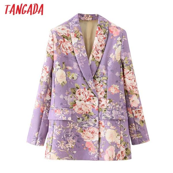 women's suits & blazers tangada women 2021 fashion purple flower blazer coat vintage double breasted long sleeve female outerwear chic, White;black
women's suits & blazers tangada women 2021 fashion purple flower blazer coat vintage double breasted long sleeve female outerwear chic, White;black