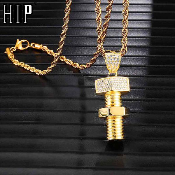 hip hop iced out bling screw rhinestone rope chain gold color pendants & necklaces for men jewelry dropshippingq0115, Black 
hip hop iced out bling screw rhinestone rope chain gold color pendants & necklaces for men jewelry dropshippingq0115, Black