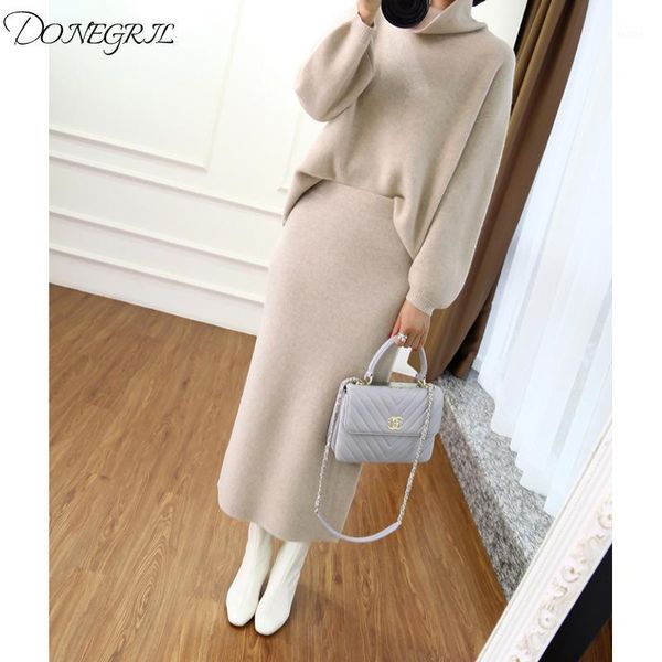 2019 autumn winter high collar cashmere sweater korean version of the loose sweater women's knitted two-piece suit bag hip skirt1, White
2019 autumn winter high collar cashmere sweater korean version of the loose sweater women's knitted two-piece suit bag hip skirt1, White