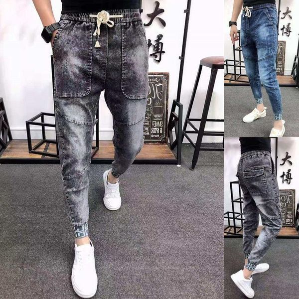 fashion mens retro vintage washed jeans patchwork pockets elastic waist denim pants slim fit stretch joggers jean trousers male1, Blue
fashion mens retro vintage washed jeans patchwork pockets elastic waist denim pants slim fit stretch joggers jean trousers male1, Blue