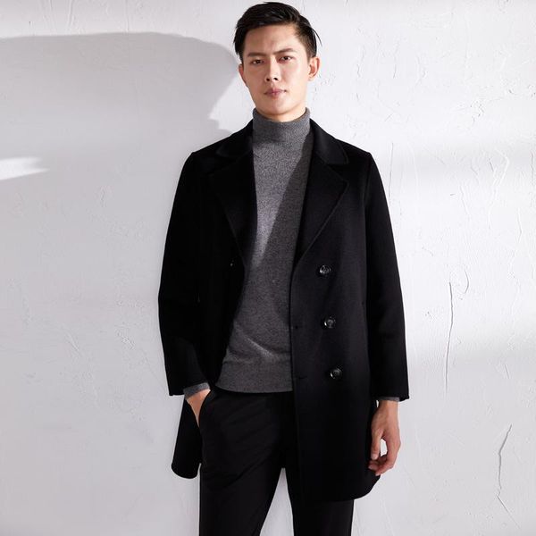 autumn and winter men's business formal coat suit collar medium length woolen coat wide sleeve casual woolen cardigan, Black
autumn and winter men's business formal coat suit collar medium length woolen coat wide sleeve casual woolen cardigan, Black