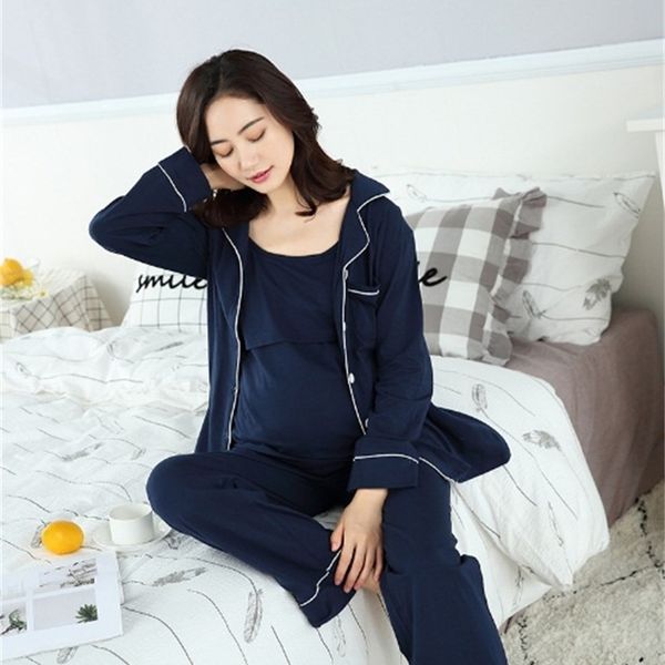 3pcs coat + pant + t shirt women maternity pajama clothing set soft pajamas home wear sleepwear clothes pregnant women tracksuit lj201114, White
3pcs coat + pant + t shirt women maternity pajama clothing set soft pajamas home wear sleepwear clothes pregnant women tracksuit lj201114, White