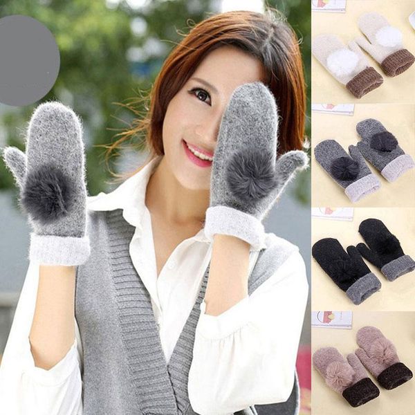double layer outdoor fur pompom mittens soft warm plus cashmere winter gloves knitted wool gloves thicken velvet, Blue;gray
double layer outdoor fur pompom mittens soft warm plus cashmere winter gloves knitted wool gloves thicken velvet, Blue;gray