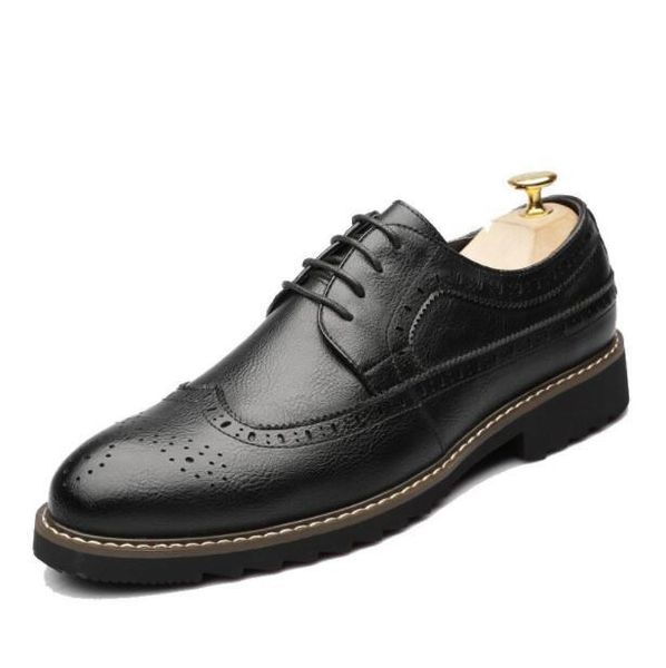 leather men brogues shoes lace-up bullock business dress men oxfords shoes male formal, Black
leather men brogues shoes lace-up bullock business dress men oxfords shoes male formal, Black