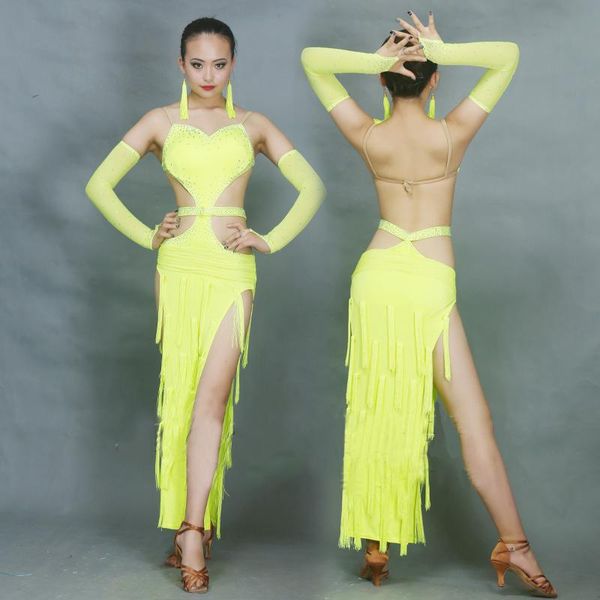 latin dance dresses for women club party dancer costumes clothes fringe tassel fluorescein yellow dress dm1048, Black;red
latin dance dresses for women club party dancer costumes clothes fringe tassel fluorescein yellow dress dm1048, Black;red