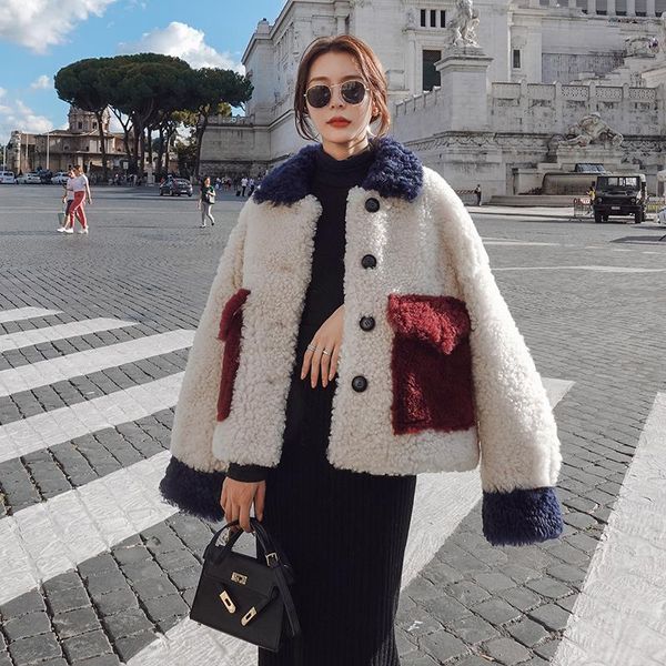 women's fur & faux 2021 autumn winter female jacket loose thickened casual contrasting lamb hair all-match wool short women coat, Black
women's fur & faux 2021 autumn winter female jacket loose thickened casual contrasting lamb hair all-match wool short women coat, Black