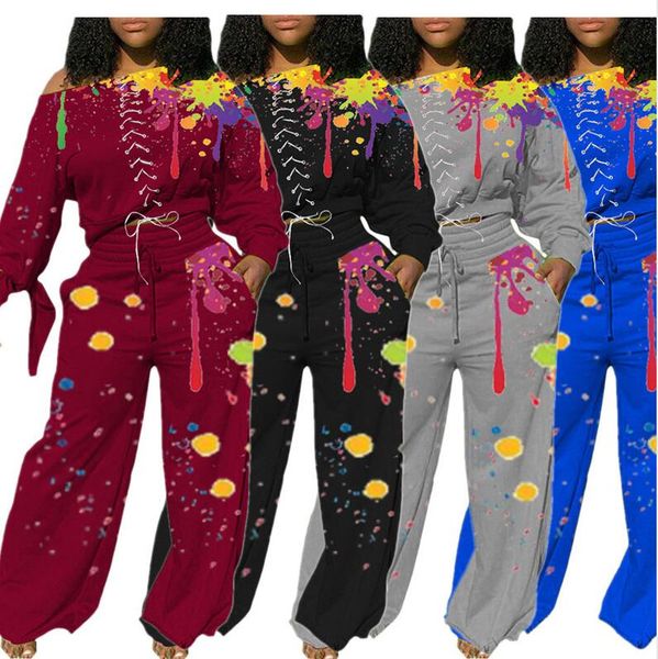 женщины всплеск чернила для печати tracksuit граффити streetwear широкие ноги брюки outfit новый длинный рукав с плеча топы футболка брюки к, Gray
женщины всплеск чернила для печати tracksuit граффити streetwear широкие ноги брюки outfit новый длинный рукав с плеча топы футболка брюки к, Gray