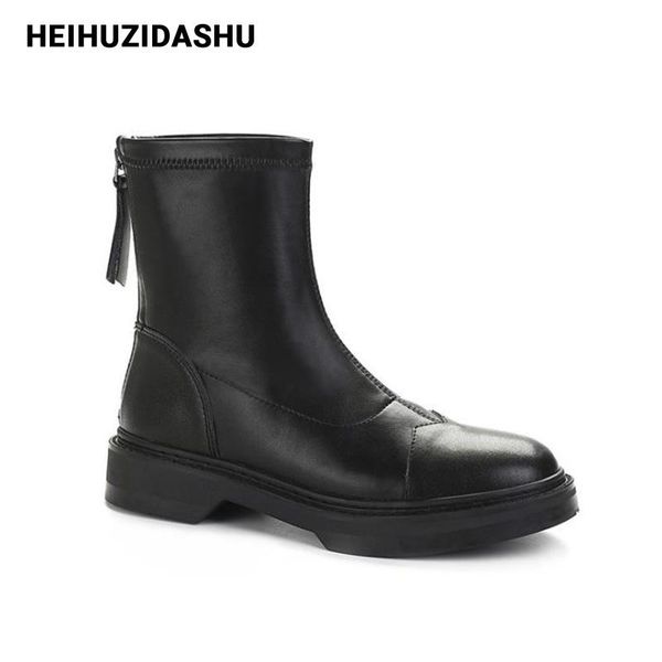 boots genuine leather short women chunky heel elasticity ankle for british style 2021 winter motorcycle female, Black
boots genuine leather short women chunky heel elasticity ankle for british style 2021 winter motorcycle female, Black