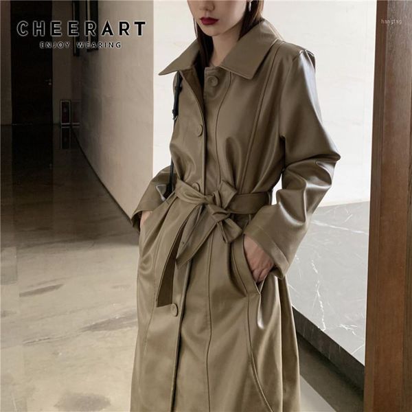 cheerart long leather coat lace up faux leather trench coat khaki black long jacket ladies coats autumn women 20191
cheerart long leather coat lace up faux leather trench coat khaki black long jacket ladies coats autumn women 20191