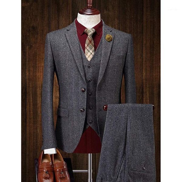 men's slim fit suits 3 pieces classic vintage tweed herringbone jacket vest and pants sets for man business tuxedo custom made1, White;black
men's slim fit suits 3 pieces classic vintage tweed herringbone jacket vest and pants sets for man business tuxedo custom made1, White;black