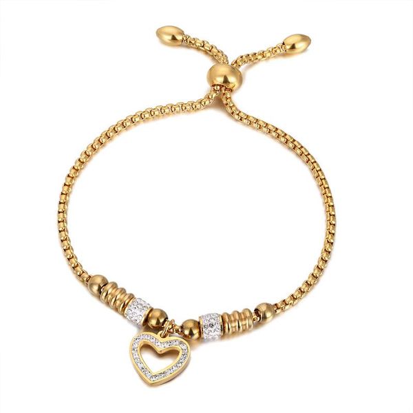 new style adjustable size heart zircon charm bracelet snake chain stainless steel women bracelet wedding jewelry memorial gift, Golden;silver
new style adjustable size heart zircon charm bracelet snake chain stainless steel women bracelet wedding jewelry memorial gift, Golden;silver