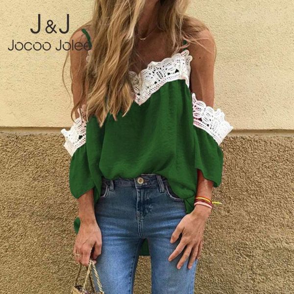 women's blouses & shirts jocoo jolee strap v neck loose shirt elegant lace patchwork blouse casual short sleeve off shoulder summe, White
women's blouses & shirts jocoo jolee strap v neck loose shirt elegant lace patchwork blouse casual short sleeve off shoulder summe, White
