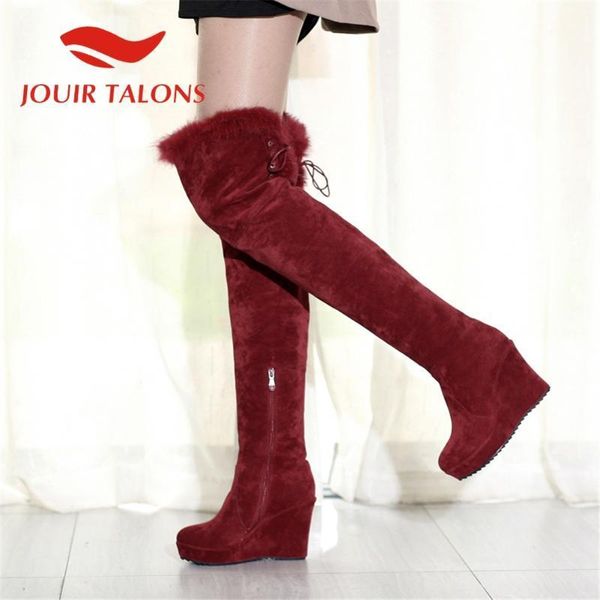 boots jouir talons ladies fashion shoes wedges round toe short plush over-the-knee zip1, Black 
boots jouir talons ladies fashion shoes wedges round toe short plush over-the-knee zip1, Black