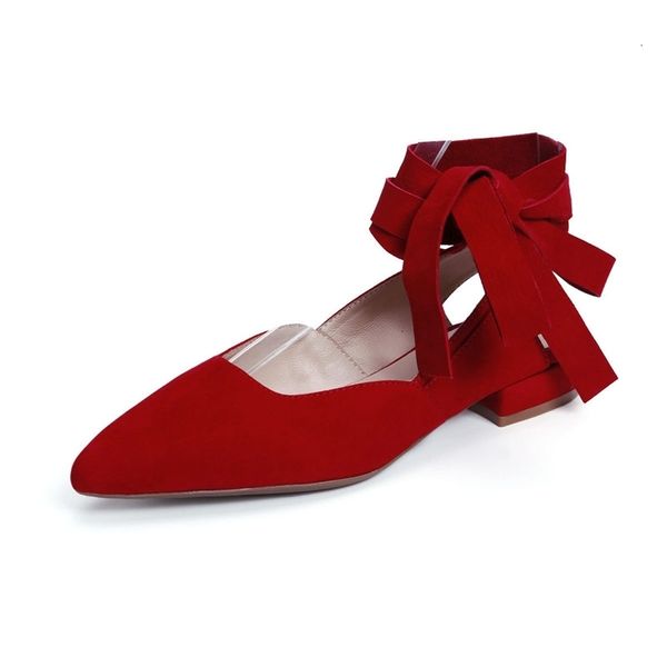 sole morazora 2020 new arrival suede leather woman pointed toe casual ladies summer simple ballet flat shoes women red, Black