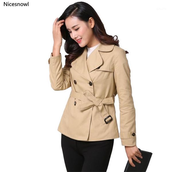 new short trench coat women 2020 spring autumn cotton windbreaker casual female belt slim double-breasted short coats a24711, Tan;black
new short trench coat women 2020 spring autumn cotton windbreaker casual female belt slim double-breasted short coats a24711, Tan;black