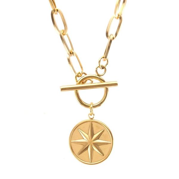 chains 100% stainless steel six-pointed star coin toggle necklace for women gold/silver color metal medallion choker collier
chains 100% stainless steel six-pointed star coin toggle necklace for women gold/silver color metal medallion choker collier