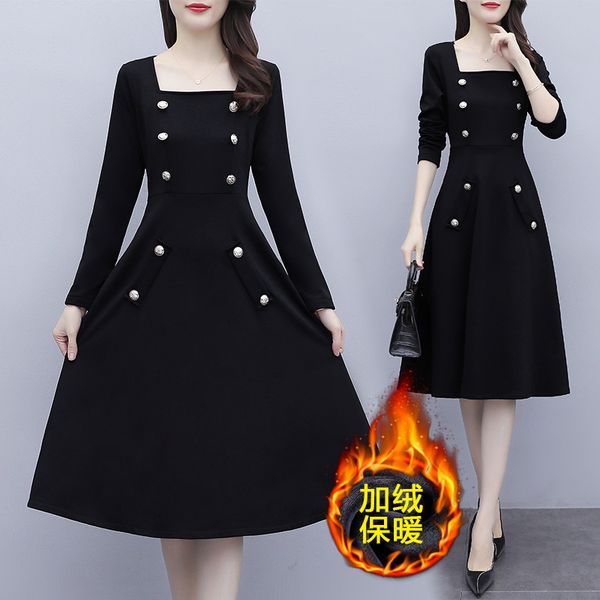 womens large plus size thermal winter dress 5xl keep warm casual long sleeves dressed in party work e61w, Black;gray
womens large plus size thermal winter dress 5xl keep warm casual long sleeves dressed in party work e61w, Black;gray