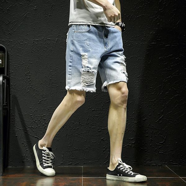 jeans summer new fashion large hole shorts trend men's pants, Blue
jeans summer new fashion large hole shorts trend men's pants, Blue