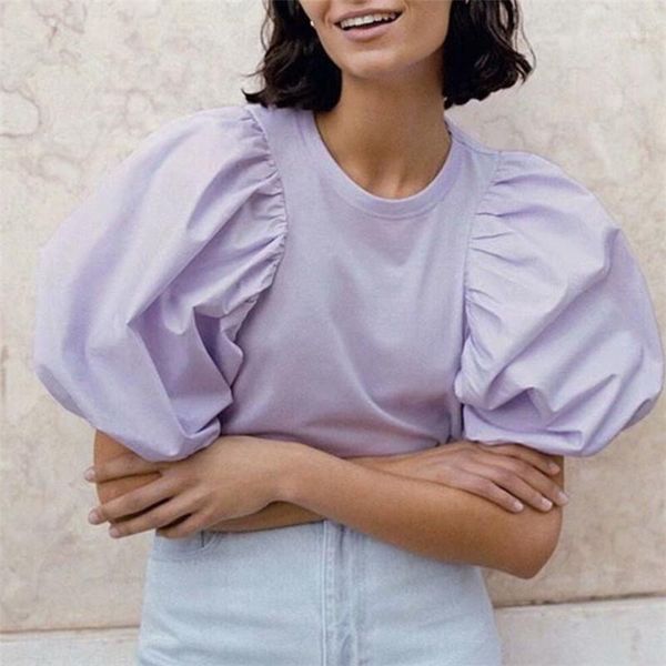 fashion violet women blouse shirt summer spliced o-neck puff sleeve style elegant solid loose blouses women 1, White
fashion violet women blouse shirt summer spliced o-neck puff sleeve style elegant solid loose blouses women 1, White