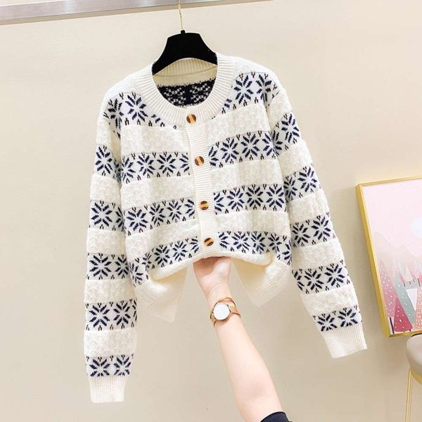 pullover snowflake sweater women's loose autumn winter 2020 new lazy wind long sleeve cardigan coat, White;black
pullover snowflake sweater women's loose autumn winter 2020 new lazy wind long sleeve cardigan coat, White;black