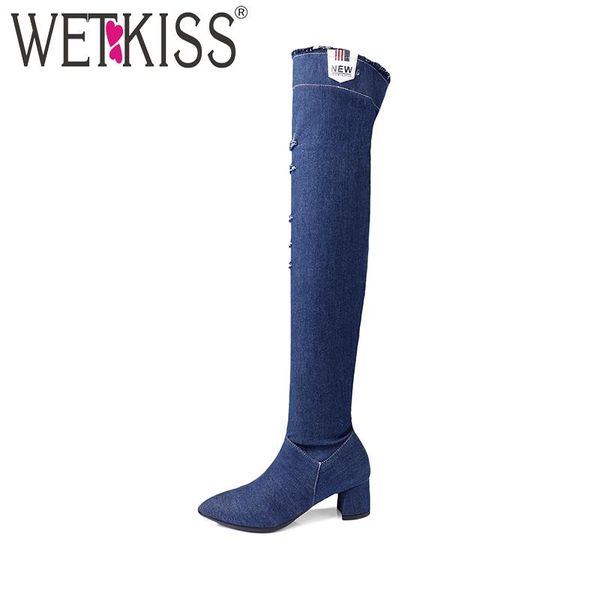 wetkiss autumn denim over the knee boots women 2020 ripped stretch boots short plush shoes high heels holed pointed toe footwear, Black
wetkiss autumn denim over the knee boots women 2020 ripped stretch boots short plush shoes high heels holed pointed toe footwear, Black