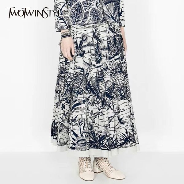 twotwinstyle vintage print skirts for female high waist ruched tunic elegant midi women's skirt fashion clothing tide t200113, Black
twotwinstyle vintage print skirts for female high waist ruched tunic elegant midi women's skirt fashion clothing tide t200113, Black