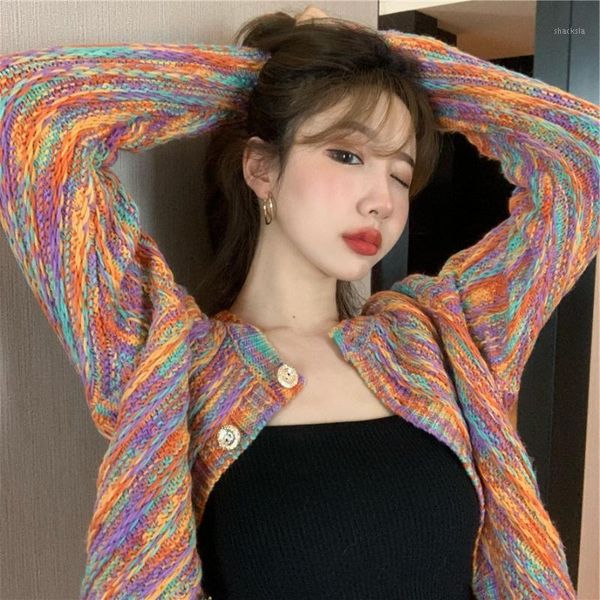 women rainbow knitted fashion loose sweater spring autumn v-neck long sleeve single breasted argyle harajuku female cardigan1, White
women rainbow knitted fashion loose sweater spring autumn v-neck long sleeve single breasted argyle harajuku female cardigan1, White