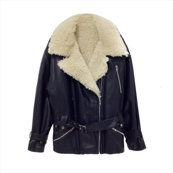autumn winter temperament turn down collar coats zipper with belt women loose lamb hair pu fur jacket, Black
autumn winter temperament turn down collar coats zipper with belt women loose lamb hair pu fur jacket, Black