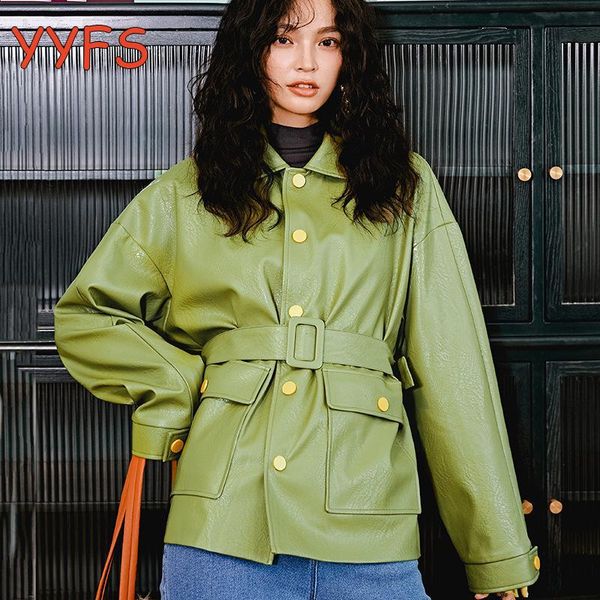 women's leather & faux pu jacket women casual slim green autumn high street soft jackets with belt ladies basic moto biker coats, Black
women's leather & faux pu jacket women casual slim green autumn high street soft jackets with belt ladies basic moto biker coats, Black